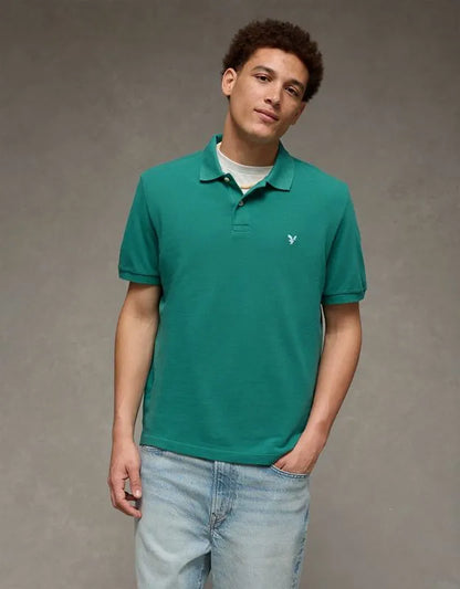 AE Standard Fit Pop Logo Pique Polo Shirt