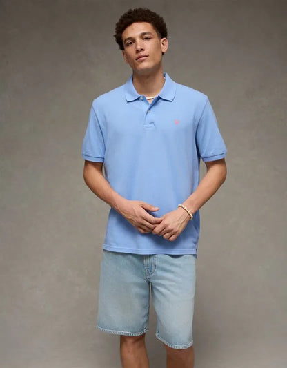 AE Standard Fit Pop Logo Pique Polo Shirt