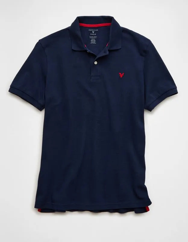 AE Standard Fit Pop Logo Pique Polo Shirt