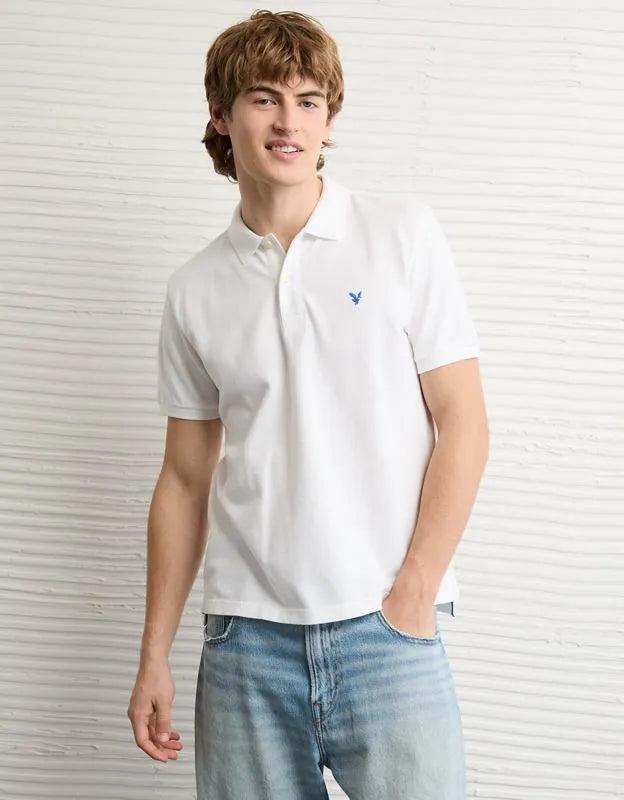 AE Standard Fit Pop Logo Pique Polo Shirt