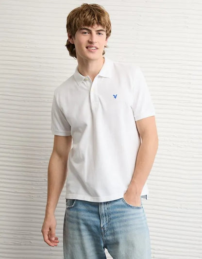 AE Standard Fit Pop Logo Pique Polo Shirt