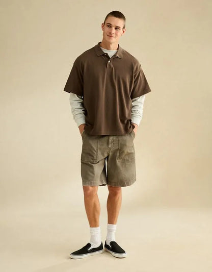 AE Boxy Fit Pique Polo Shirt