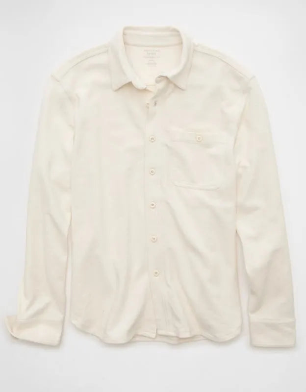 AE Relaxed Fit Pique Button-Up Shirt