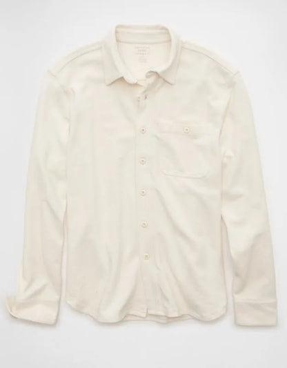 AE Relaxed Fit Pique Button-Up Shirt