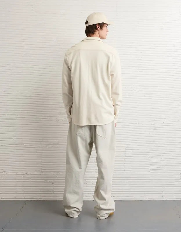 AE Relaxed Fit Pique Button-Up Shirt