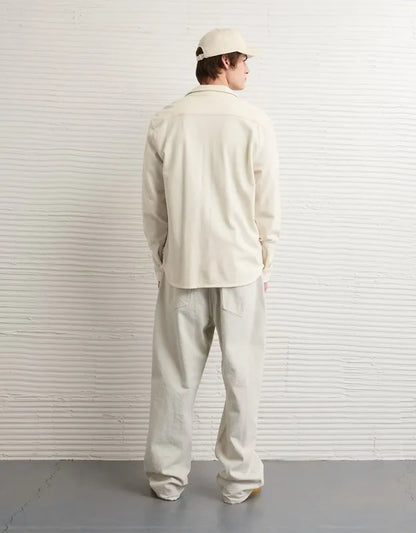 AE Relaxed Fit Pique Button-Up Shirt