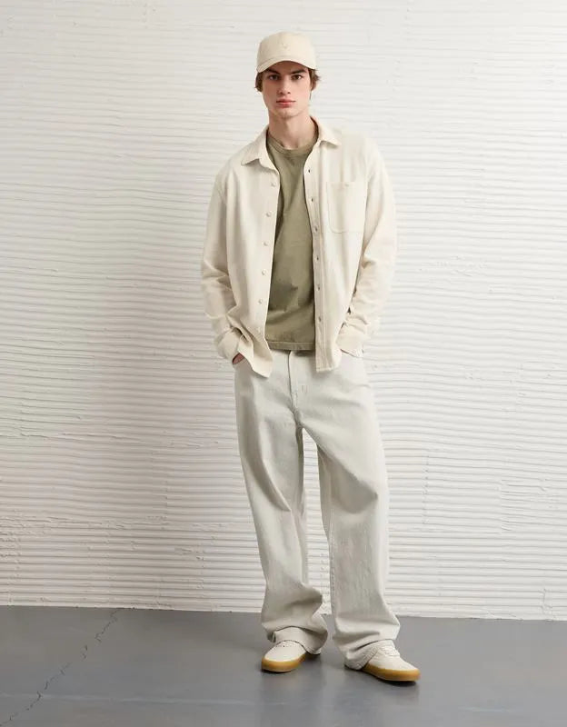 AE Relaxed Fit Pique Button-Up Shirt