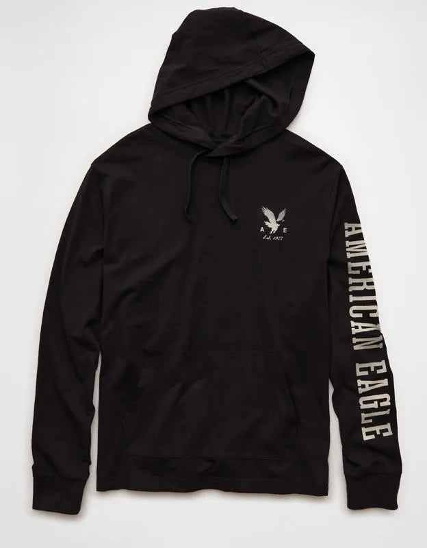 AE Standard Fit Lightweight Logo Graphic Hoodie T-Shirt