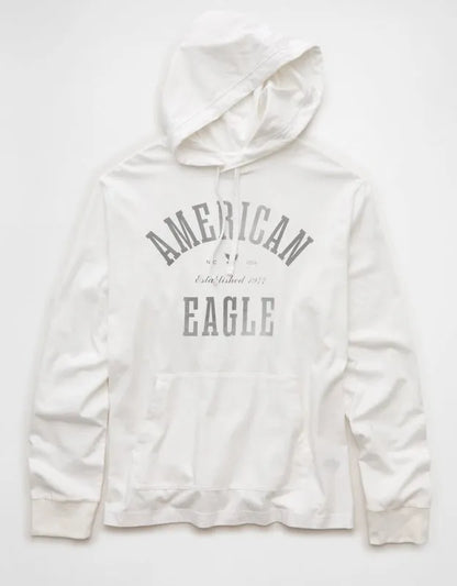 AE Standard Fit Lightweight Logo Graphic Hoodie T-Shirt