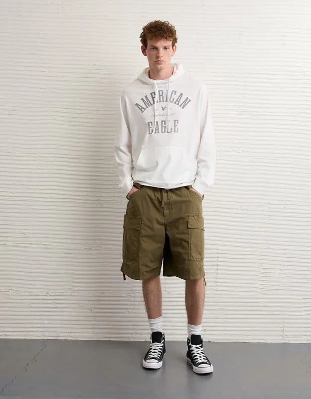 AE Standard Fit Lightweight Logo Graphic Hoodie T-Shirt