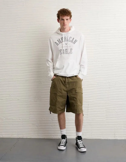 AE Standard Fit Lightweight Logo Graphic Hoodie T-Shirt