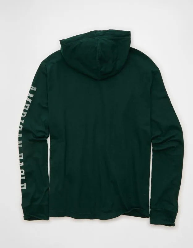 AE Standard Fit Lightweight Logo Graphic Hoodie T-Shirt