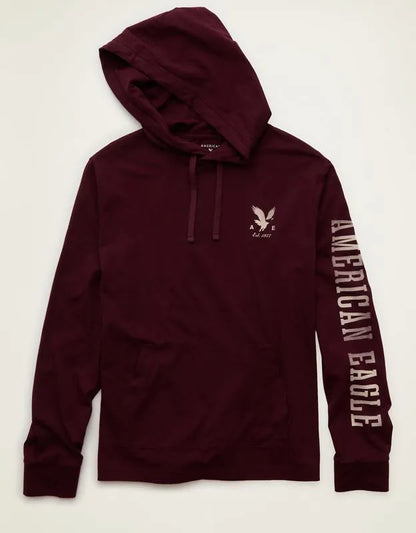 AE Standard Fit Lightweight Logo Graphic Hoodie T-Shirt