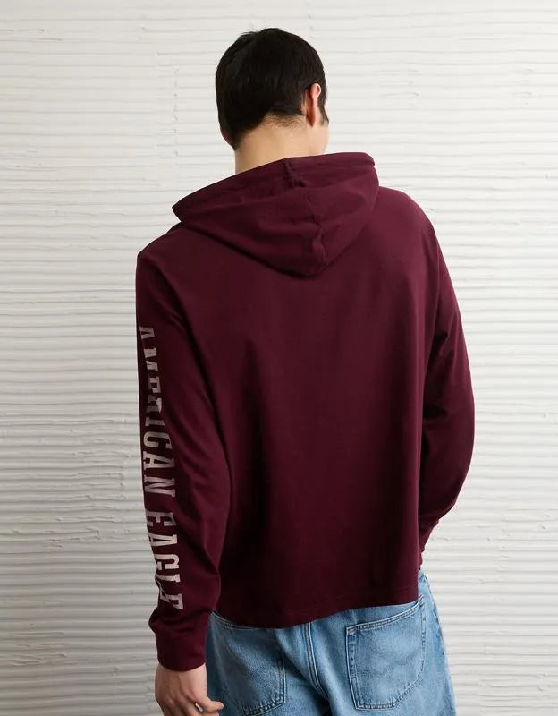 AE Standard Fit Lightweight Logo Graphic Hoodie T-Shirt