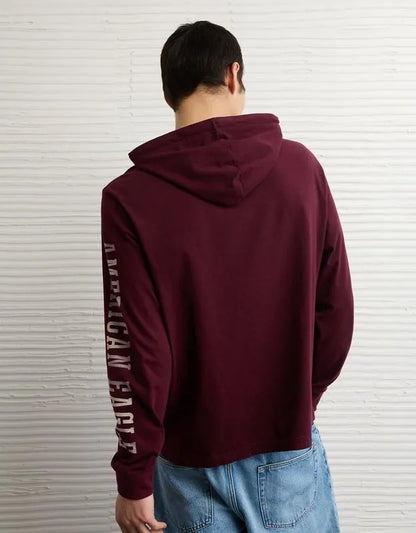 AE Standard Fit Lightweight Logo Graphic Hoodie T-Shirt