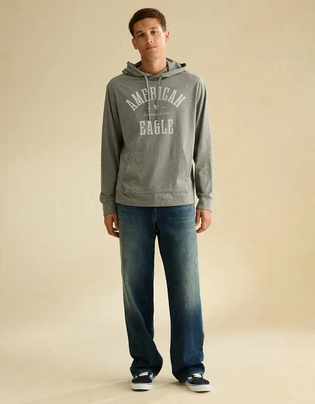 AE Standard Fit Lightweight Logo Graphic Hoodie T-Shirt