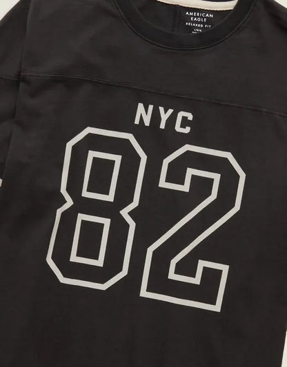 AE Relaxed Fit Long-Sleeve Varsity Graphic T-Shirt