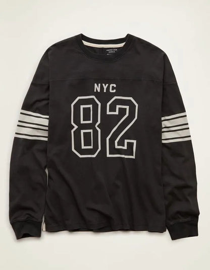 AE Relaxed Fit Long-Sleeve Varsity Graphic T-Shirt
