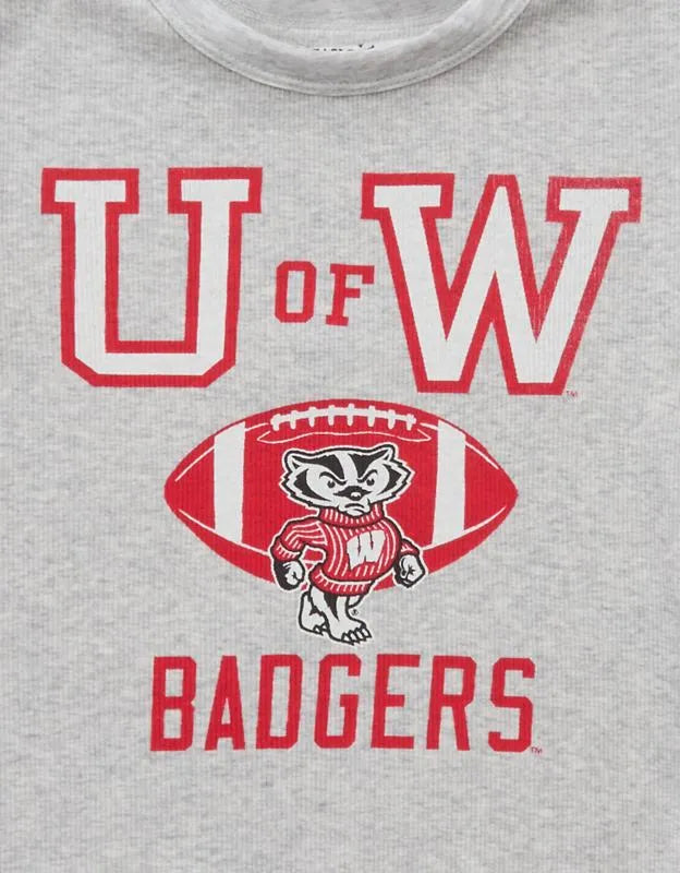AE Wisconsin Badgers Graphic Cropped Baby Tee