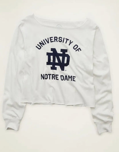 AE Notre Dame Off-the-Shoulder Graphic T-Shirt