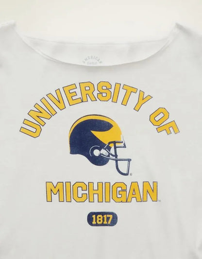 AE Michigan Wolverines Off-the-Shoulder Graphic T-Shirt