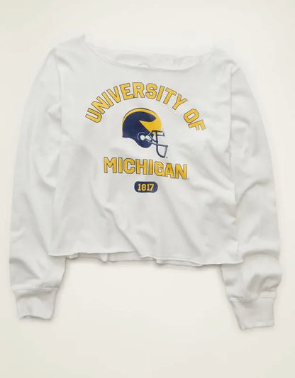 AE Michigan Wolverines Off-the-Shoulder Graphic T-Shirt