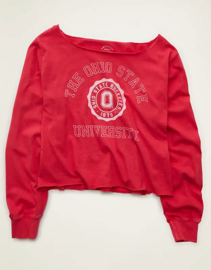 AE Ohio State Buckeyes Off-the-Shoulder Graphic T-Shirt