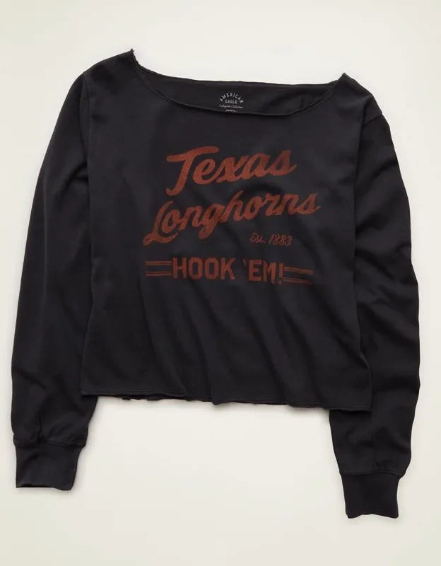 AE Texas Longhorns Off-the-Shoulder Graphic T-Shirt