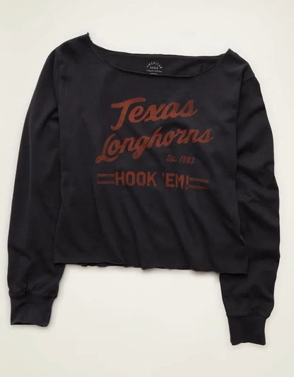 AE Texas Longhorns Off-the-Shoulder Graphic T-Shirt