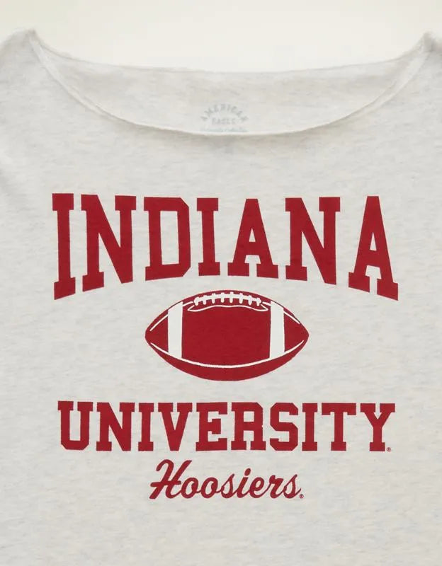 AE Indiana Hoosiers Off-the-Shoulder Graphic T-Shirt