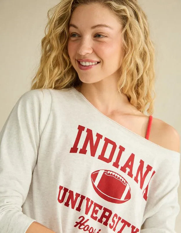 AE Indiana Hoosiers Off-the-Shoulder Graphic T-Shirt