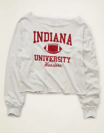 AE Indiana Hoosiers Off-the-Shoulder Graphic T-Shirt