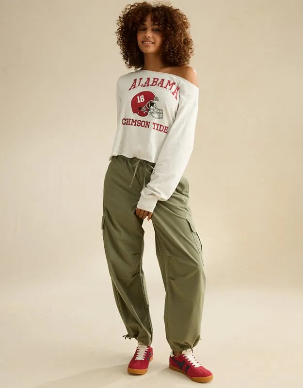 AE Alabama Crimson Tide Off-the-Shoulder Graphic T-Shirt