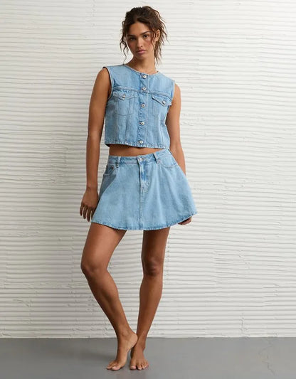 AE Stretch High-Waisted Circle Mini Skort