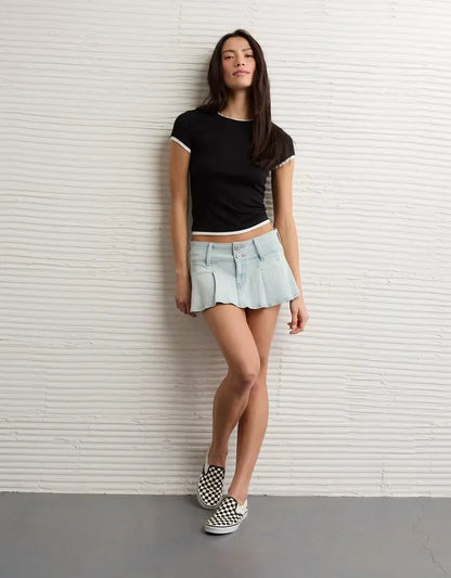 AE Super Low-Rise Pleated Micro Mini Skirt