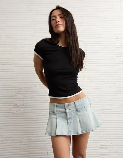 AE Super Low-Rise Pleated Micro Mini Skirt