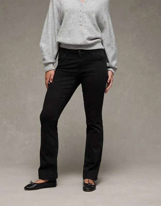 AE Stretch Low-Rise Kick Bootcut Khaki Pant