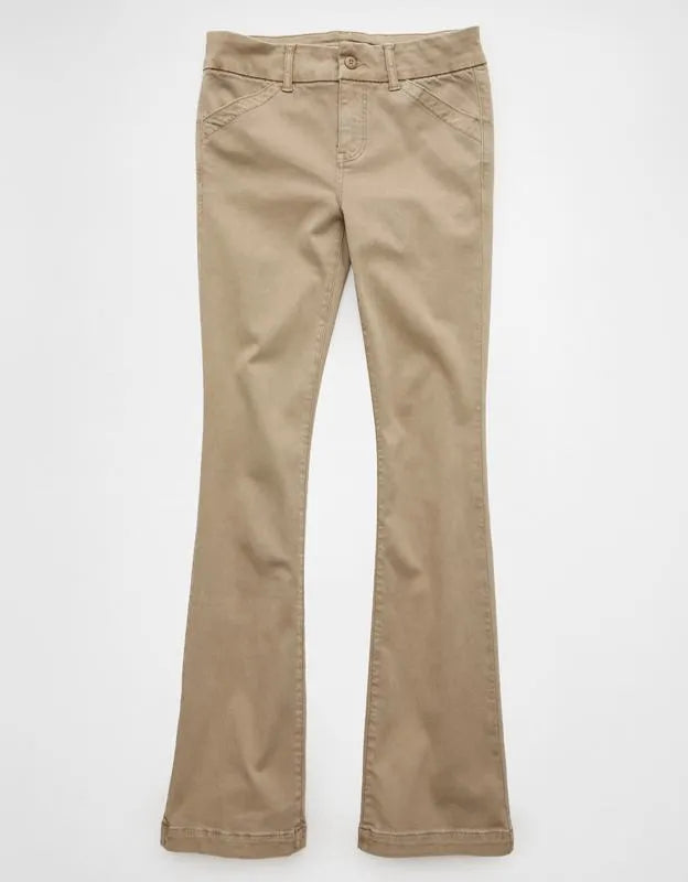 AE Stretch Low-Rise Kick Bootcut Khaki Pant