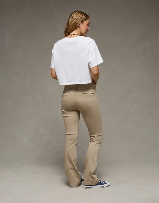 AE Stretch Low-Rise Kick Bootcut Khaki Pant