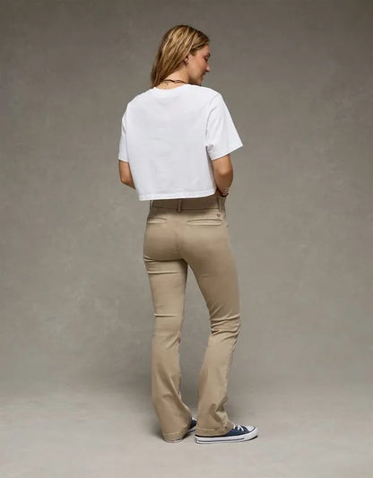 AE Stretch Low-Rise Kick Bootcut Khaki Pant