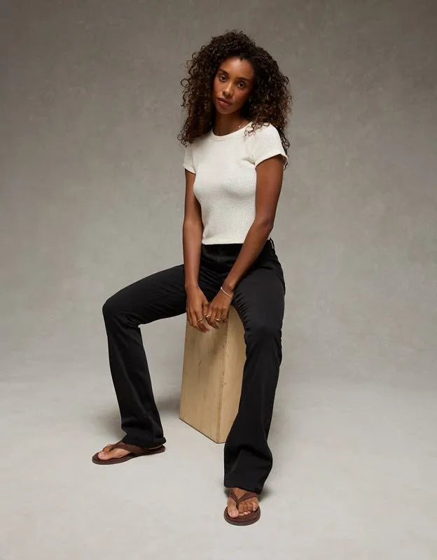 AE Curvy High-Waisted Kick Bootcut Khaki Pant
