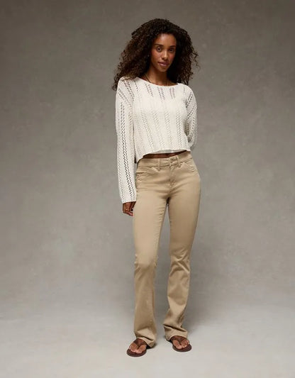 AE Curvy High-Waisted Kick Bootcut Khaki Pant