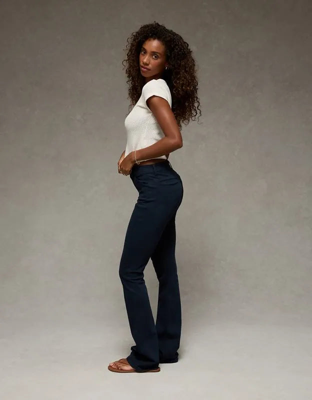 AE Curvy High-Waisted Kick Bootcut Khaki Pant