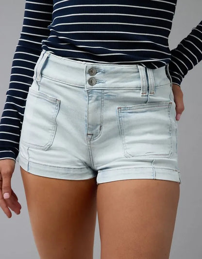 AE Next Level Ripped High-Waisted Denim Short Short