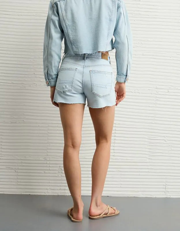AE Strigid Ripped Super High-Waisted Relaxed Denim Short