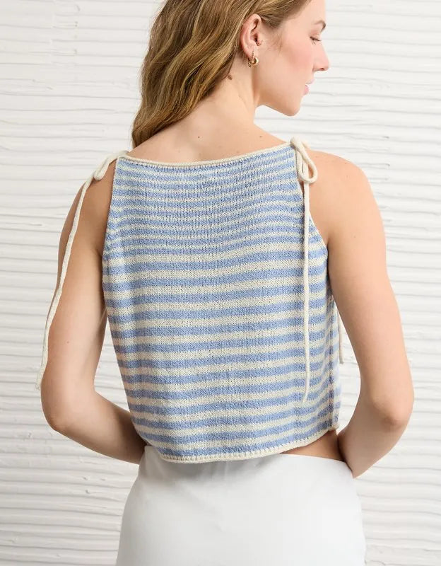 AE Tie-Strap Cropped Sweater Tank Top
