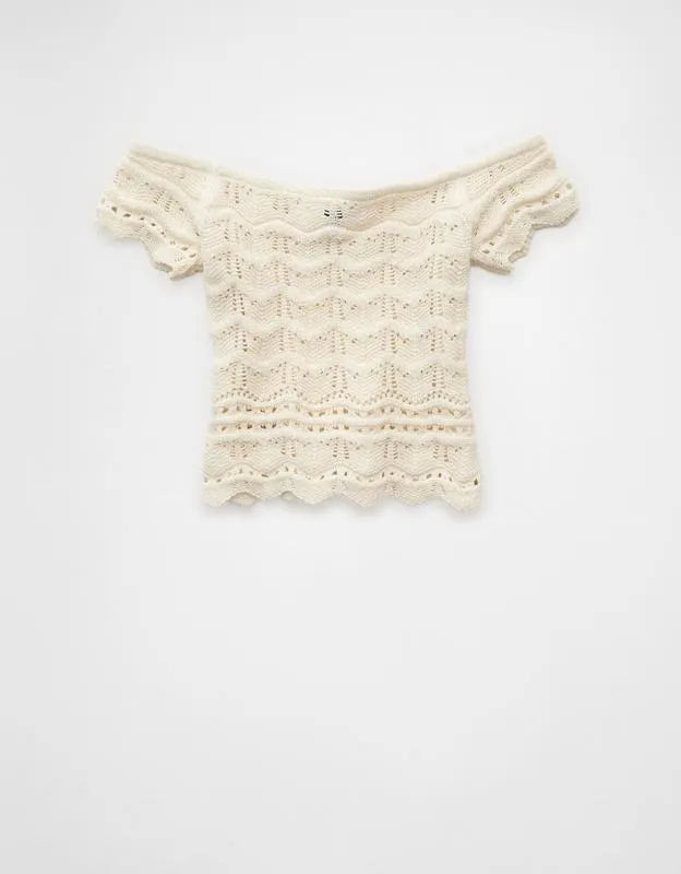 AE Off-the-Shoulder Cropped Sweater Tee