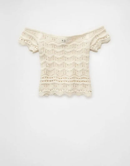 AE Off-the-Shoulder Cropped Sweater Tee