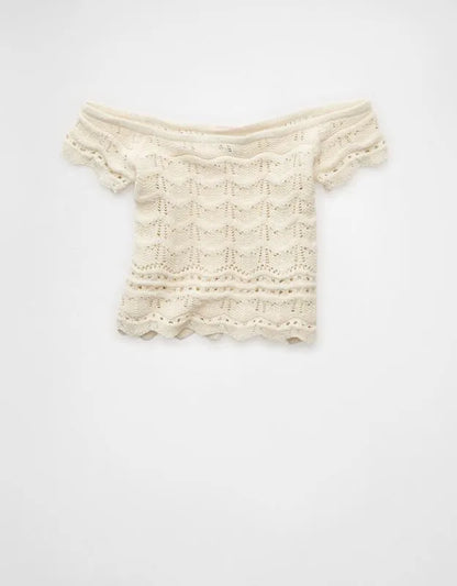AE Off-the-Shoulder Cropped Sweater Tee