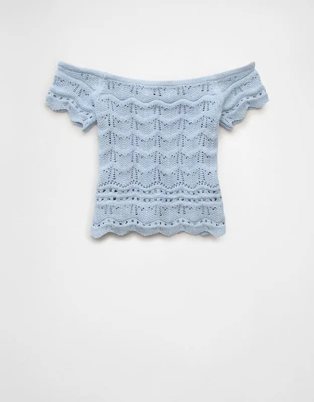 AE Off-the-Shoulder Cropped Sweater Tee